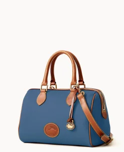 Dooney & Bourke Ready For the Getaway|Pebbled Leather<All Weather Leather 3.0 Barrel Satchel 28 Denim