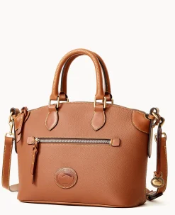 Dooney & Bourke Ready For the Getaway|Pebbled Leather<All Weather Leather 3.0 Domed Satchel 30 Caramel