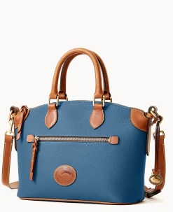 Dooney & Bourke Ready For the Getaway|Pebbled Leather<All Weather Leather 3.0 Domed Satchel 30 Denim