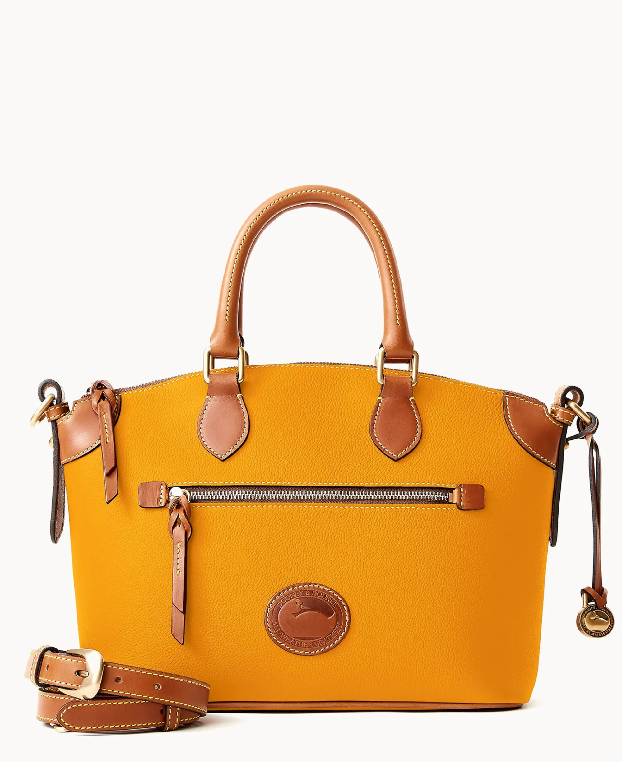 Dooney & Bourke Ready For the Getaway|Pebbled Leather<All Weather Leather 3.0 Domed Satchel 30 Chamois