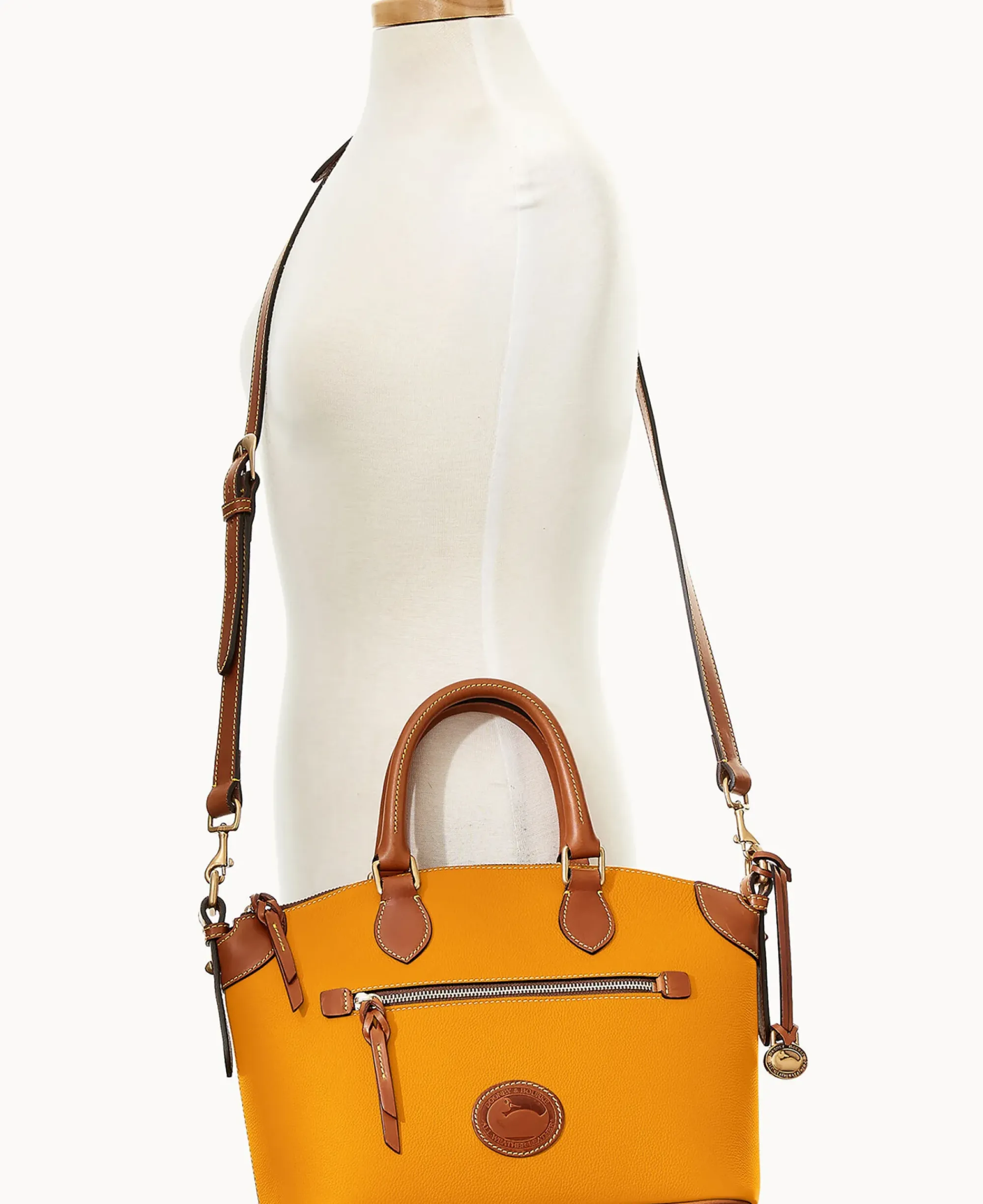 Dooney & Bourke Ready For the Getaway|Pebbled Leather<All Weather Leather 3.0 Domed Satchel 30 Chamois