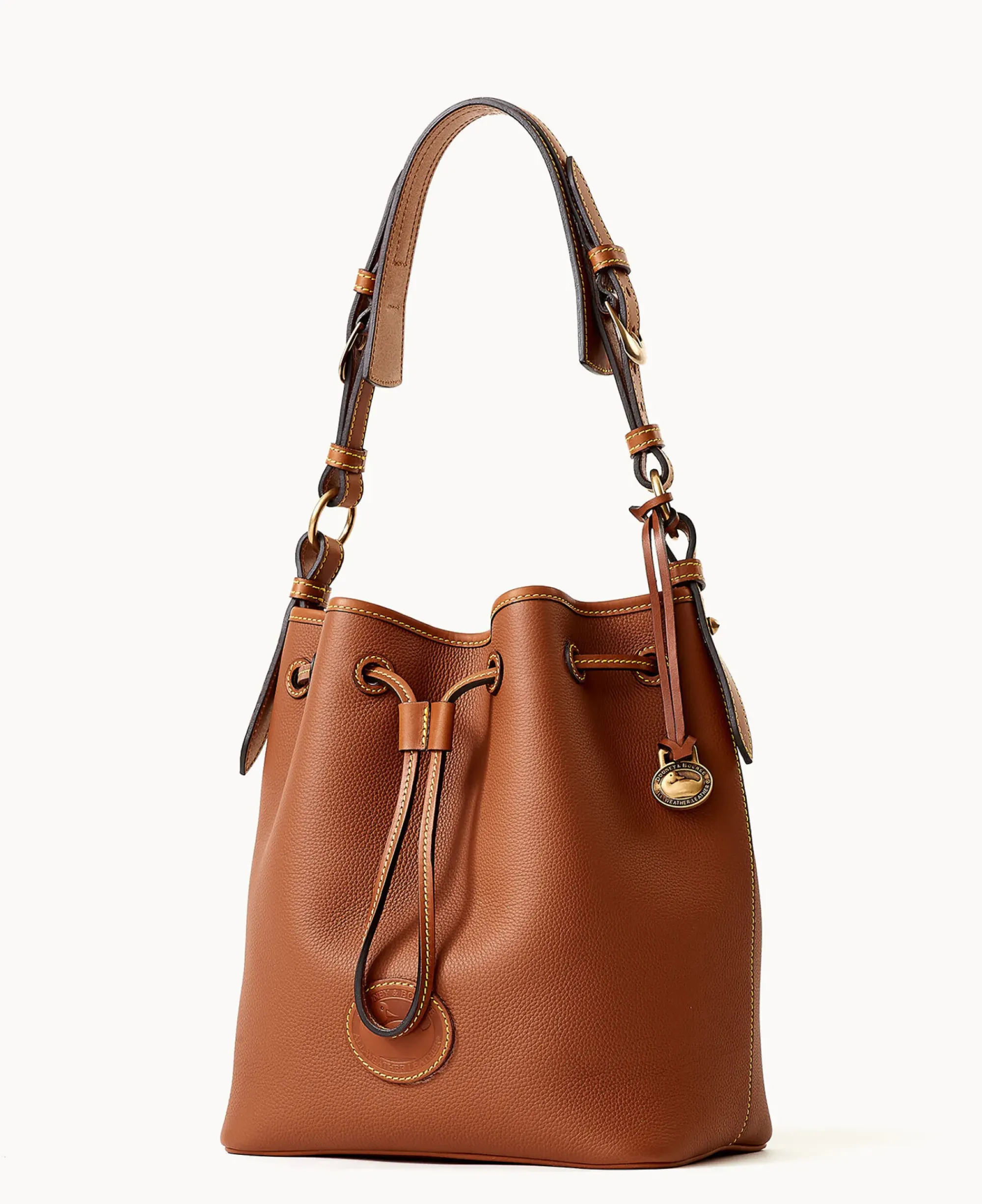Dooney & Bourke Ready For the Getaway|Pebbled Leather<All Weather Leather 3.0 Drawstring 25 Caramel