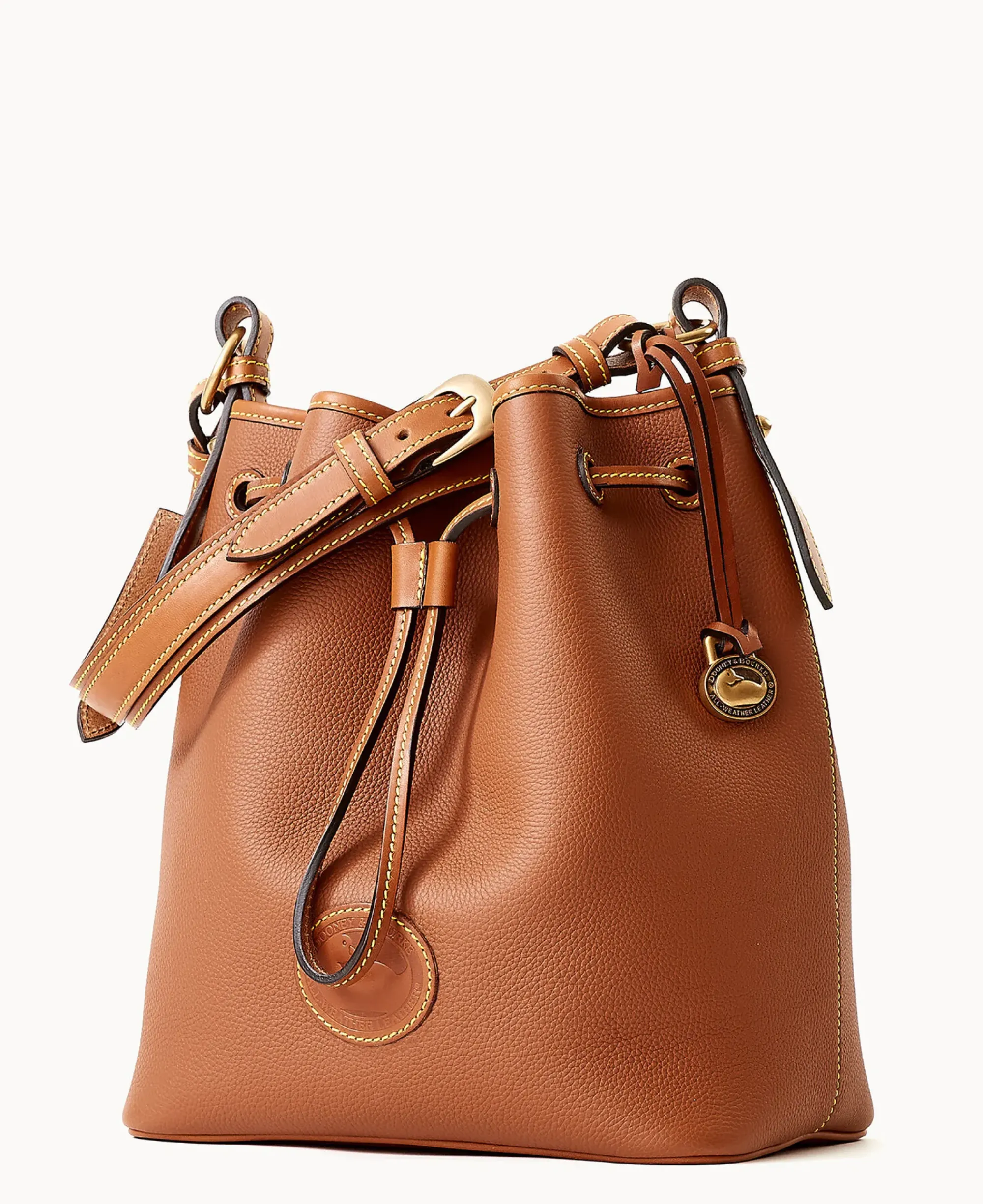 Dooney & Bourke Ready For the Getaway|Pebbled Leather<All Weather Leather 3.0 Drawstring 25 Caramel
