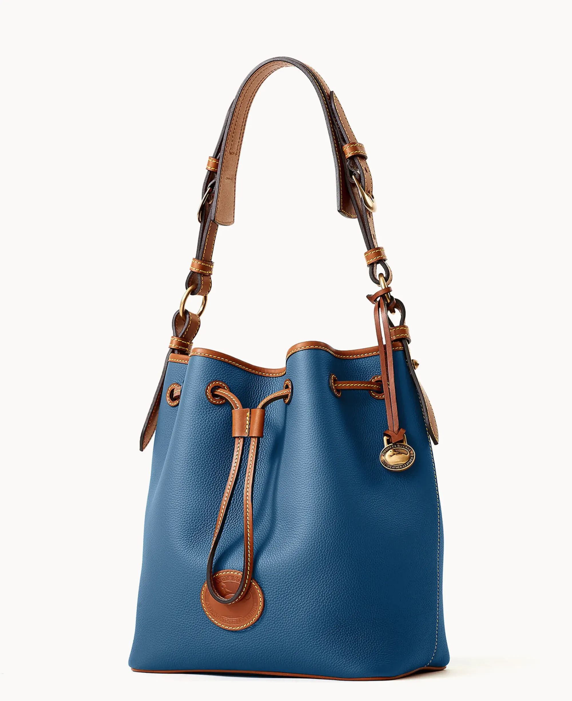 Dooney & Bourke Ready For the Getaway|Pebbled Leather<All Weather Leather 3.0 Drawstring 25 Denim