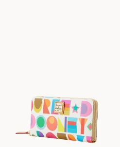 Dooney & Bourke The Art Deco Collection|Grab and Go<Art Deco Large Zip Around Wristlet White