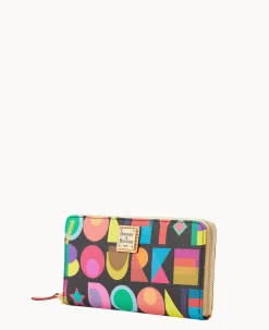 Dooney & Bourke The Art Deco Collection|Grab and Go<Art Deco Large Zip Around Wristlet Black