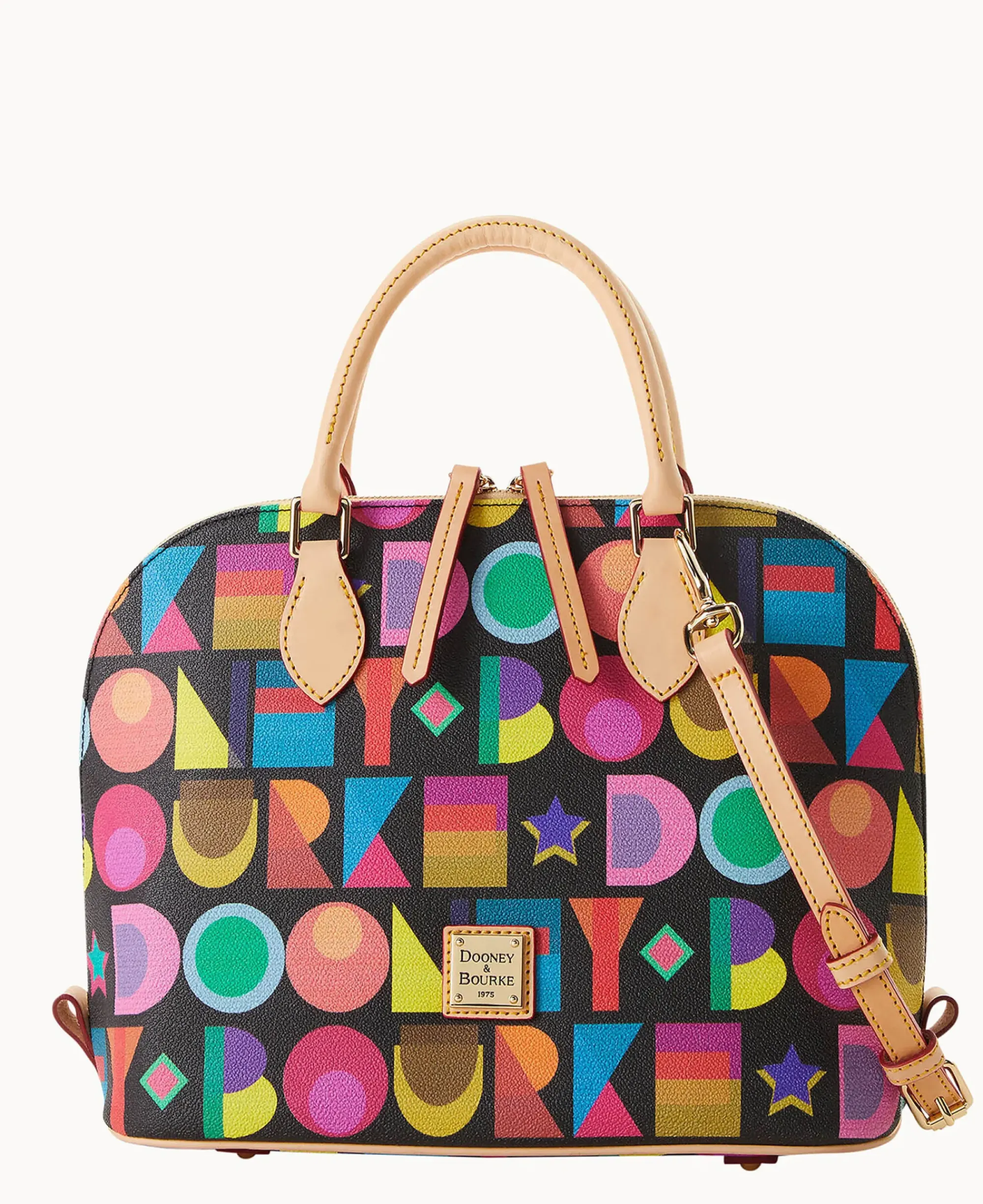 Dooney & Bourke Spring Style|Printed Fabric<Art Deco Zip Zip Satchel Black
