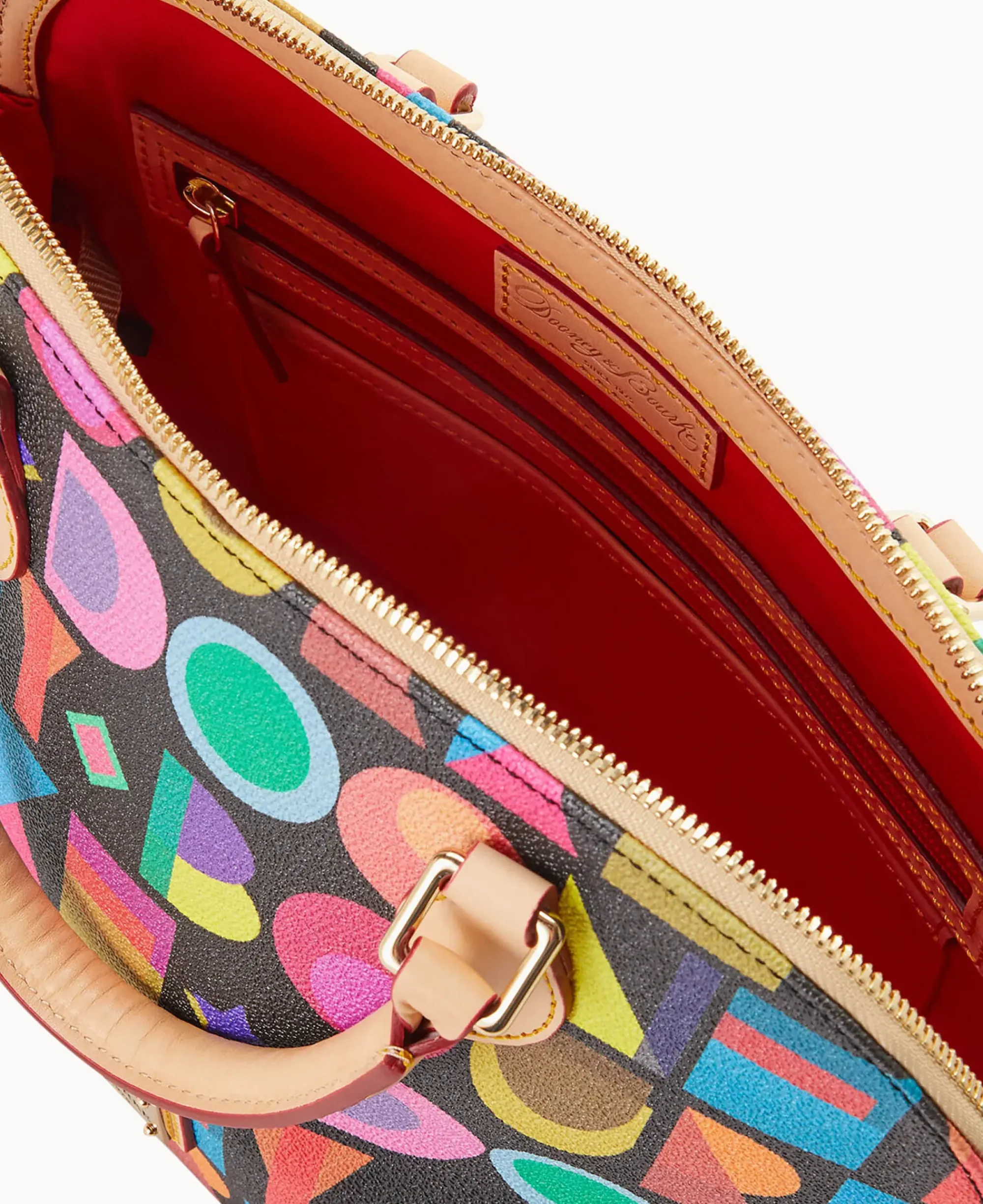 Dooney & Bourke Spring Style|Printed Fabric<Art Deco Zip Zip Satchel Black
