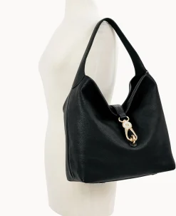 Dooney & Bourke Ready For the Getaway|Pebbled Leather<Belvedere Logo Lock Shoulder Bag Black