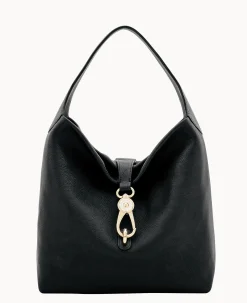 Dooney & Bourke Ready For the Getaway|Pebbled Leather<Belvedere Logo Lock Shoulder Bag Black