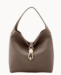 Dooney & Bourke Ready For the Getaway|Pebbled Leather<Belvedere Logo Lock Shoulder Bag Taupe