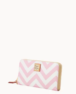 Dooney & Bourke The Chevron Collection|Grab and Go<Chevron Large Zip Around Wallet Pink