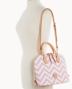 Dooney & Bourke Printed Fabric|Shoulder Bags<Chevron Zip Zip Satchel Pink