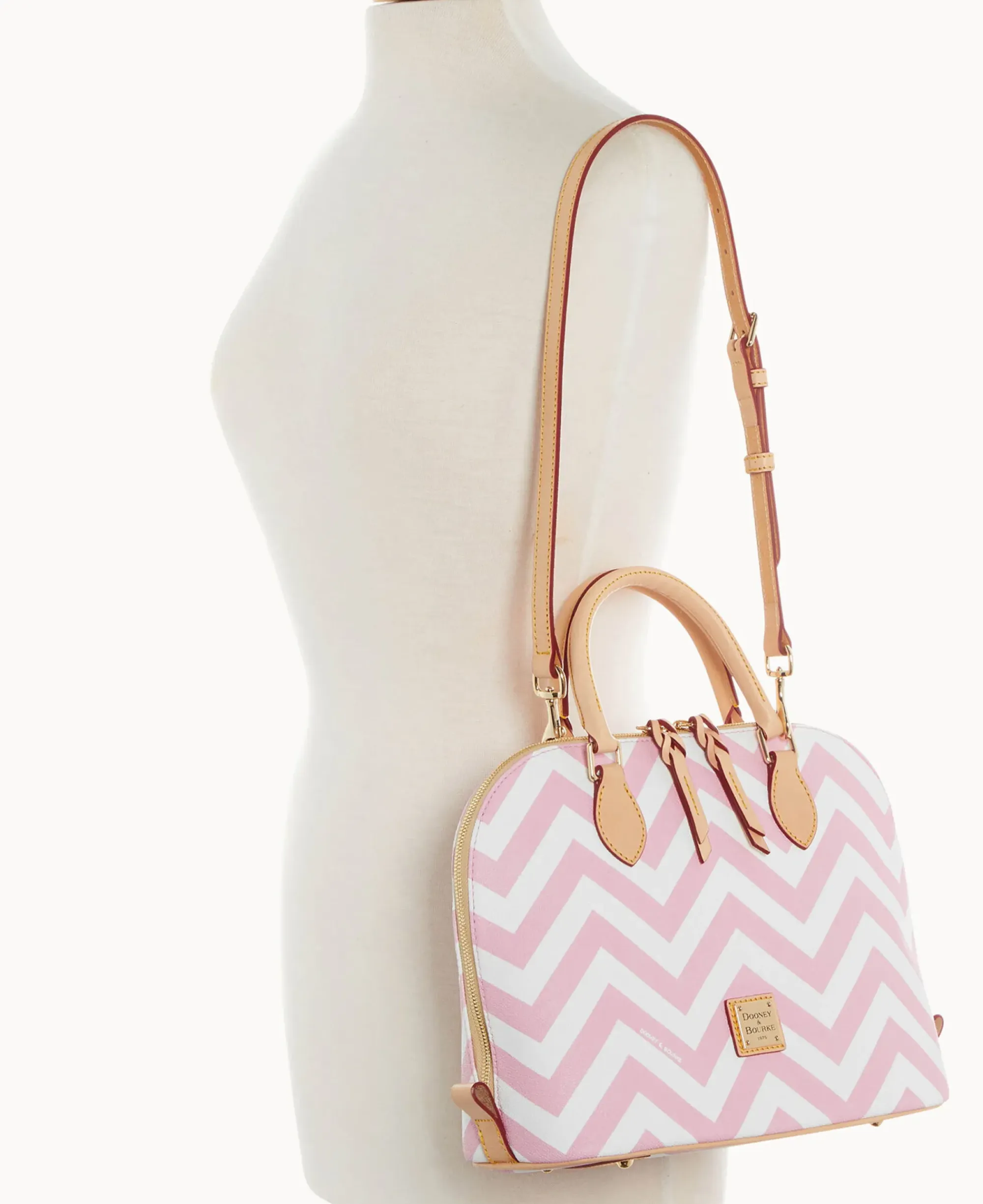 Dooney & Bourke Printed Fabric|Shoulder Bags<Chevron Zip Zip Satchel Pink