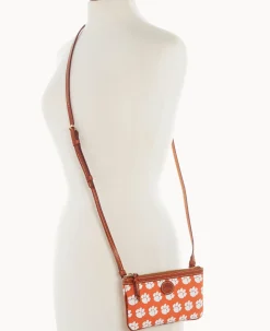 Dooney & Bourke Game Day Ready|Printed Fabric<Collegiate University Large Slim Crossbody Clemson