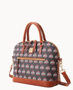Dooney & Bourke Game Day Ready|Printed Fabric<Collegiate University Domed Zip Satchel OHIO STATE