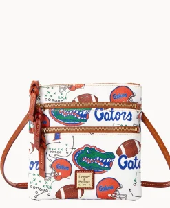 Dooney & Bourke Game Day Ready|Printed Fabric<Collegiate University of Florida N S Triple Zip Crossbody U OF FLORIDA