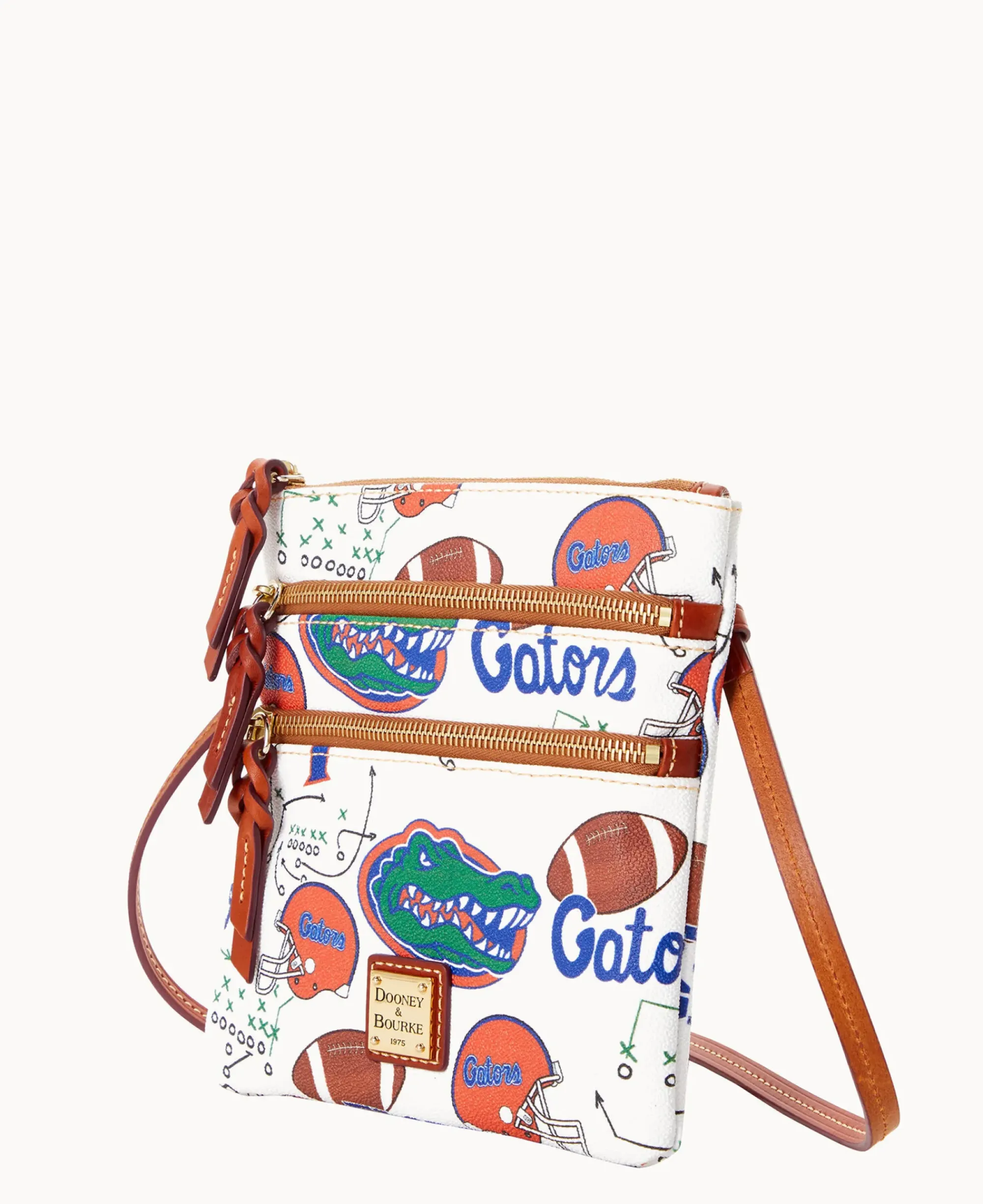 Dooney & Bourke Game Day Ready|Printed Fabric<Collegiate University of Florida N S Triple Zip Crossbody U OF FLORIDA