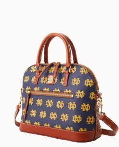 Dooney & Bourke Game Day Ready|Printed Fabric<Collegiate University of Domed Zip Satchel NOTRE DAME