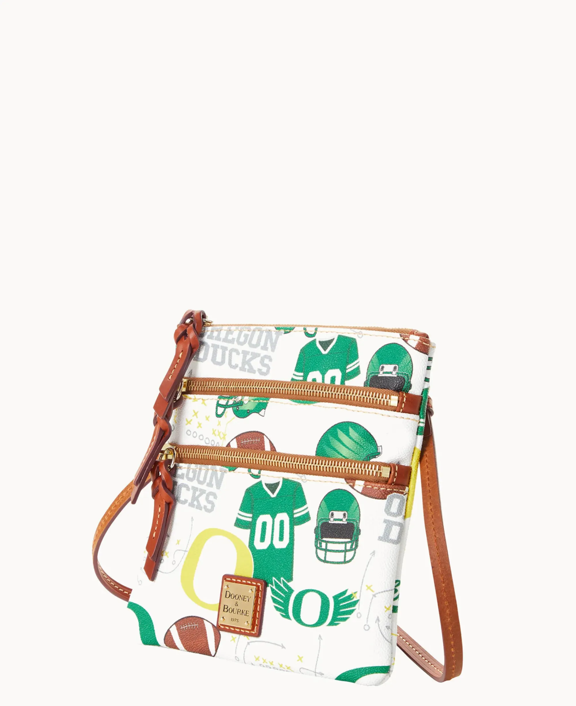 Dooney & Bourke Game Day Ready|Printed Fabric<Collegiate University of N S Triple Zip Crossbody OREGON