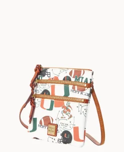 Dooney & Bourke Game Day Ready|Printed Fabric<Collegiate University of Miami N S Triple Zip Crossbody U OF MIAMI