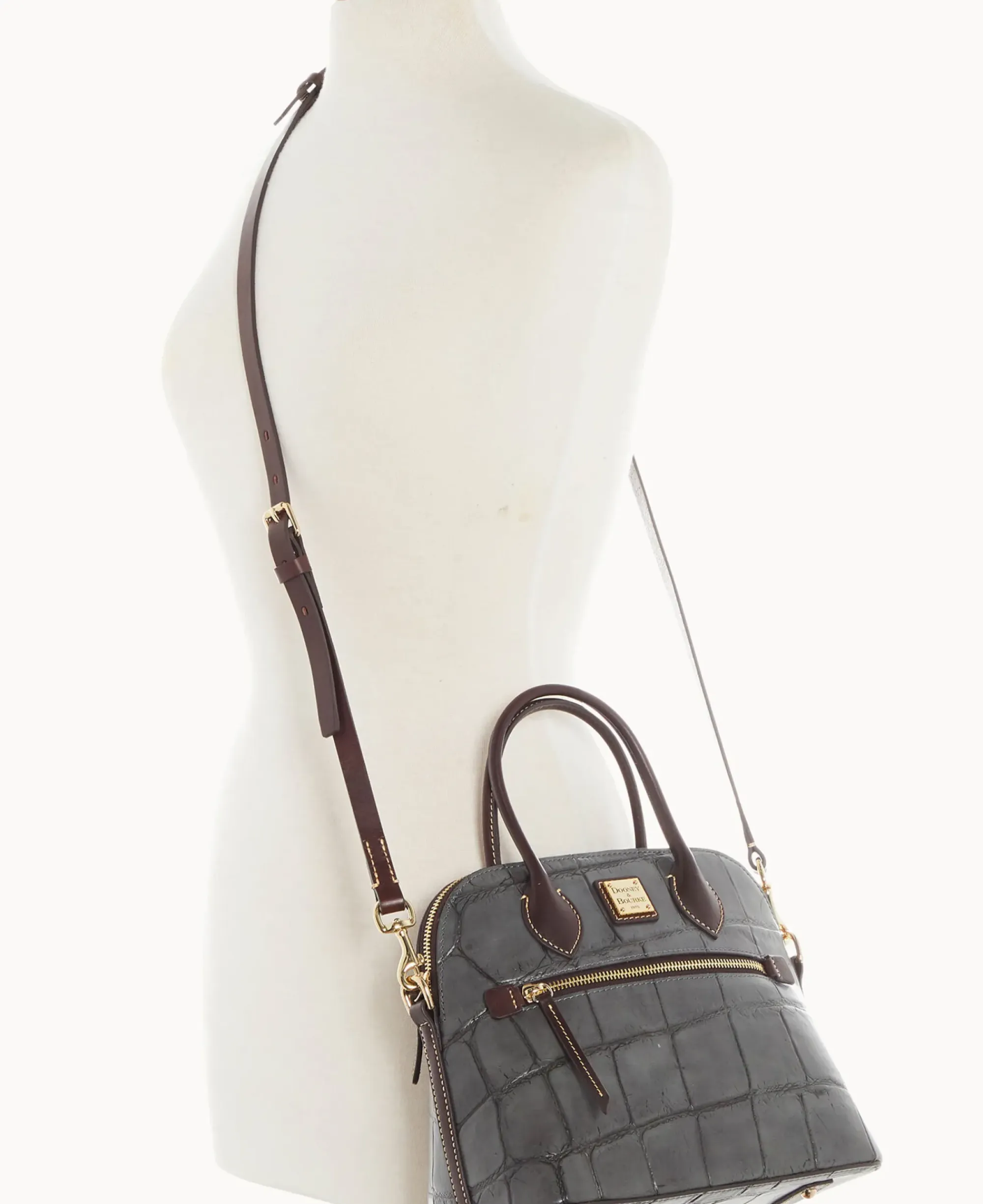 Dooney & Bourke Picnic in the Park|Exotic Leather<Denison Domed Satchel Smoke Grey