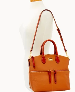 Dooney & Bourke Pebbled Leather|Shoulder Bags<Dillen Double Pocket Satchel Caramel