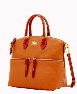 Dooney & Bourke Pebbled Leather|Shoulder Bags<Dillen Double Pocket Satchel Caramel