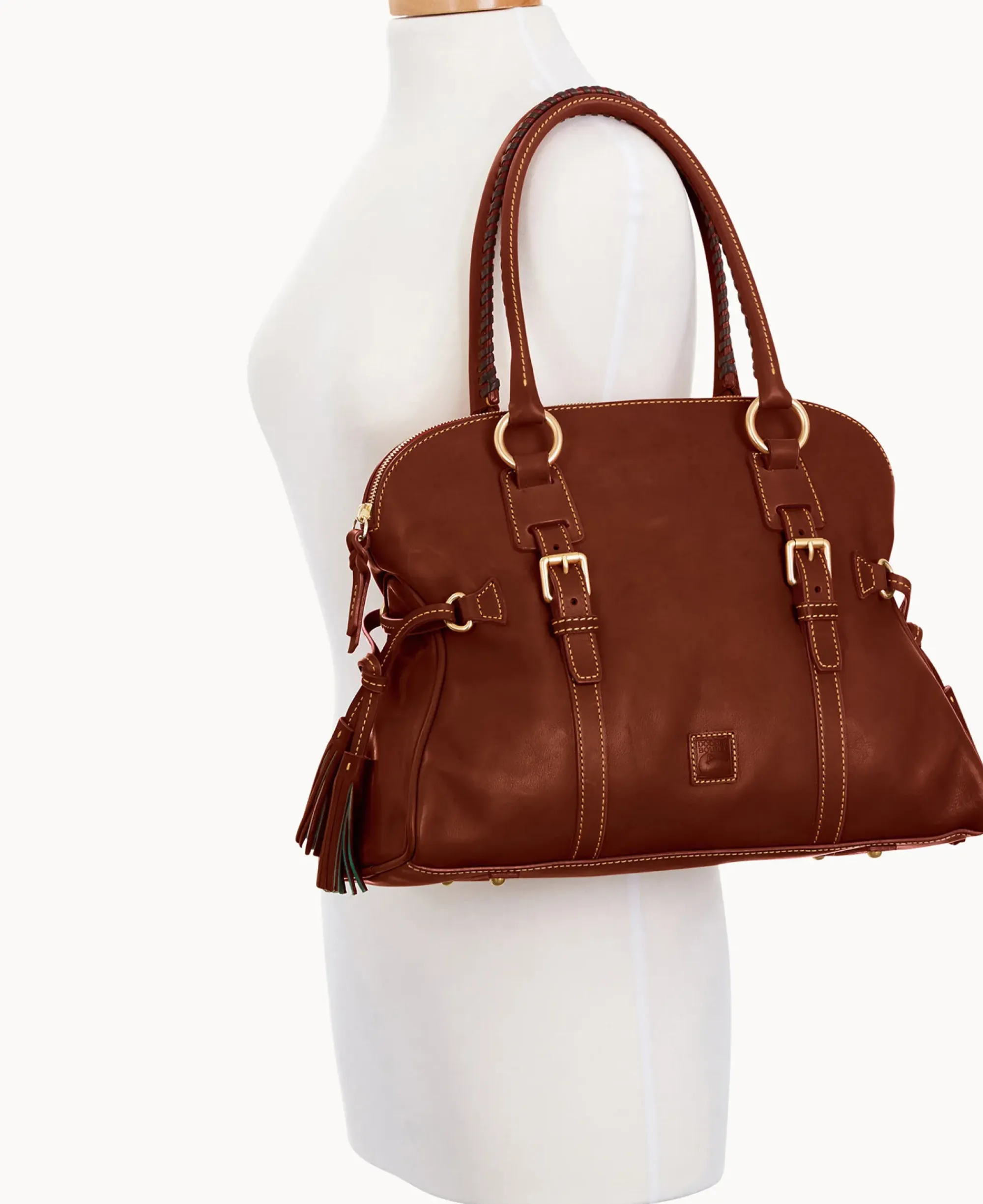 Dooney & Bourke The Florentine Collection|Picnic in the Park<Florentine Domed Buckle Satchel Chestnut