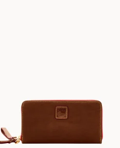 Dooney & Bourke The Florentine Collection|Grab and Go<Florentine Large Zip Around Wristlet Chestnut