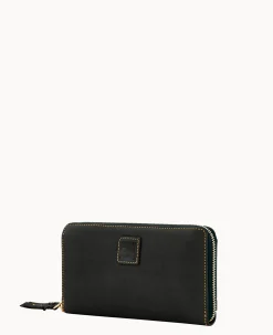 Dooney & Bourke The Florentine Collection|Grab and Go<Florentine Large Zip Around Wristlet Black Black