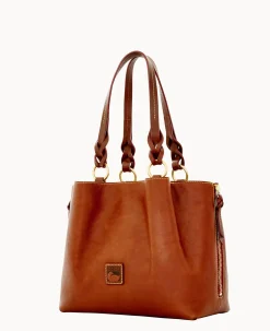Dooney & Bourke The Florentine Collection|Picnic in the Park<Florentine Large Zip Barlow Chestnut