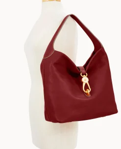 Dooney & Bourke The Florentine Collection|Ready For the Getaway<Florentine Logo Lock Shoulder Bag Bordeaux