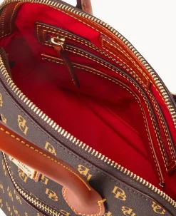 Dooney & Bourke The Gretta Collection|Ready For the Getaway<Gretta Domed Satchel Brown Tmoro