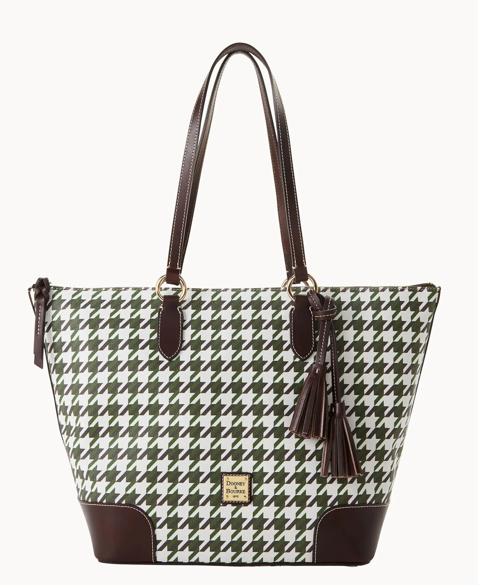 Dooney & Bourke Printed Fabric|Shoulder Bags<Houndstooth Career Tote Green