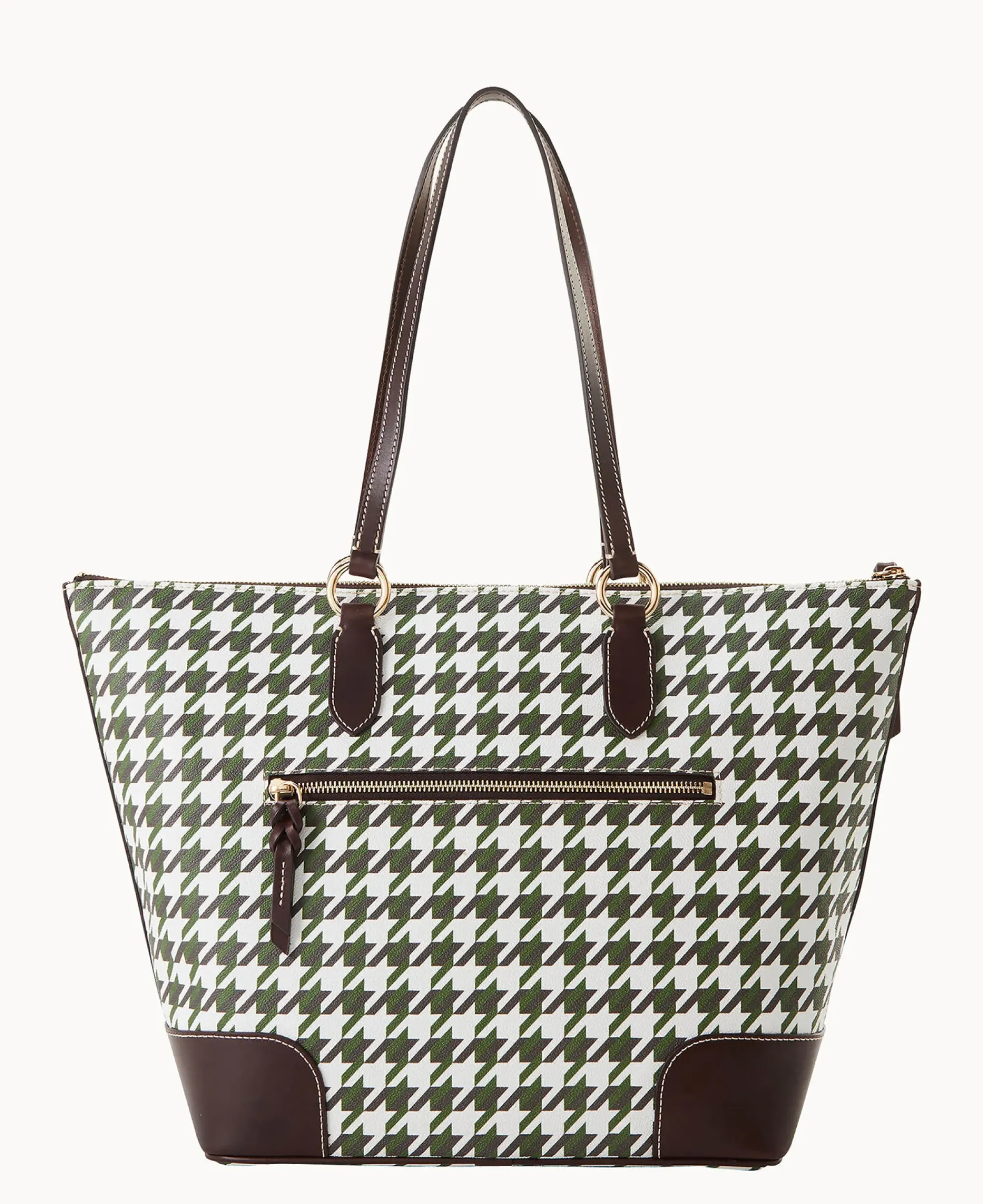 Dooney & Bourke Printed Fabric|Shoulder Bags<Houndstooth Career Tote Green