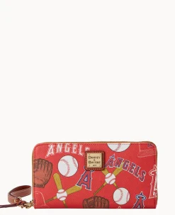 Dooney & Bourke Grab and Go|Wristlets<MLB Large Zip Around Wristlet Angels