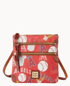 Dooney & Bourke Game Day Ready|Printed Fabric<MLB N S Triple Zip Crossbody Angels