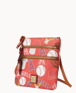 Dooney & Bourke Game Day Ready|Printed Fabric<MLB N S Triple Zip Crossbody Angels