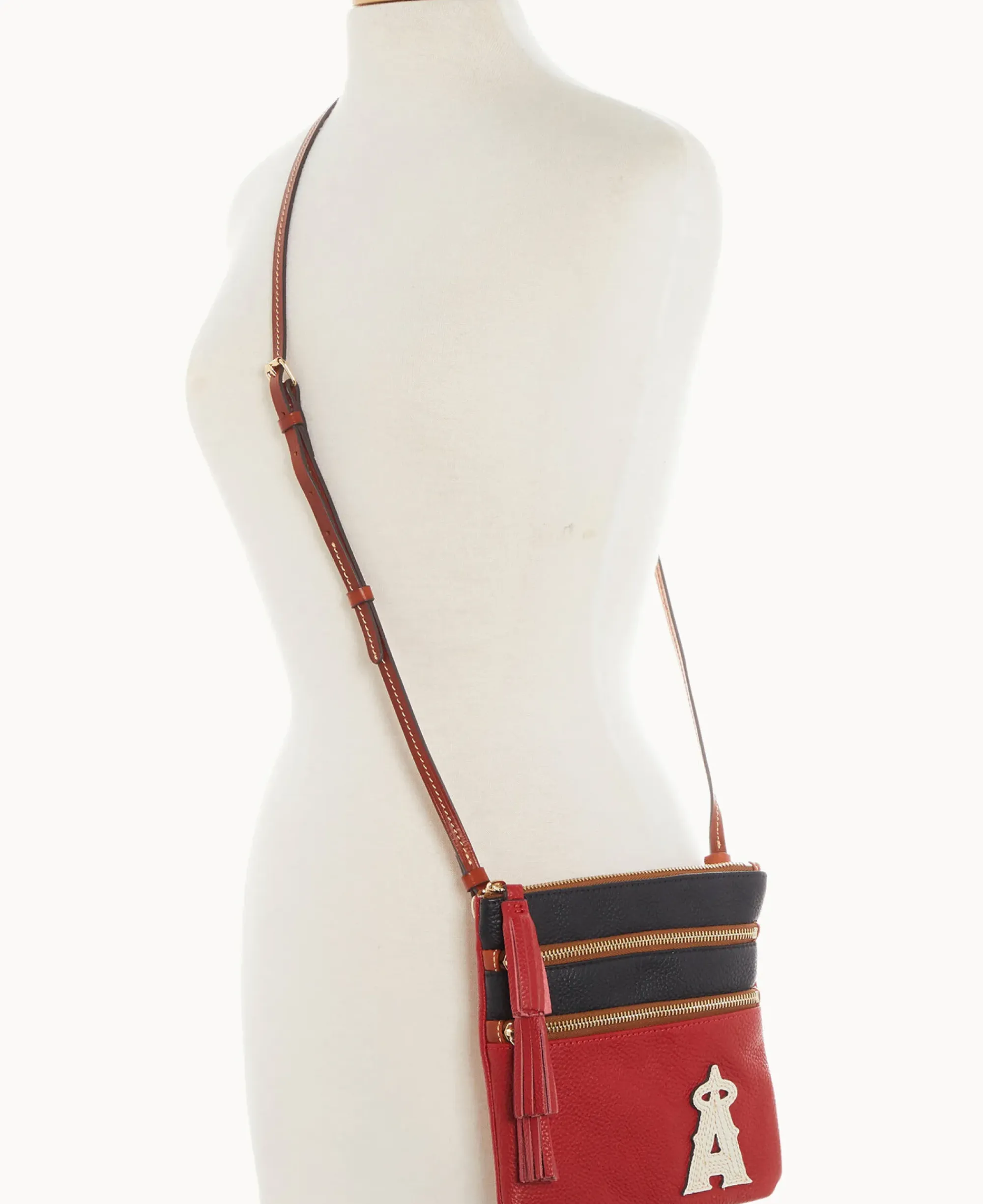 Dooney & Bourke Game Day Ready|Printed Fabric<MLB Triple Zip Crossbody Angels