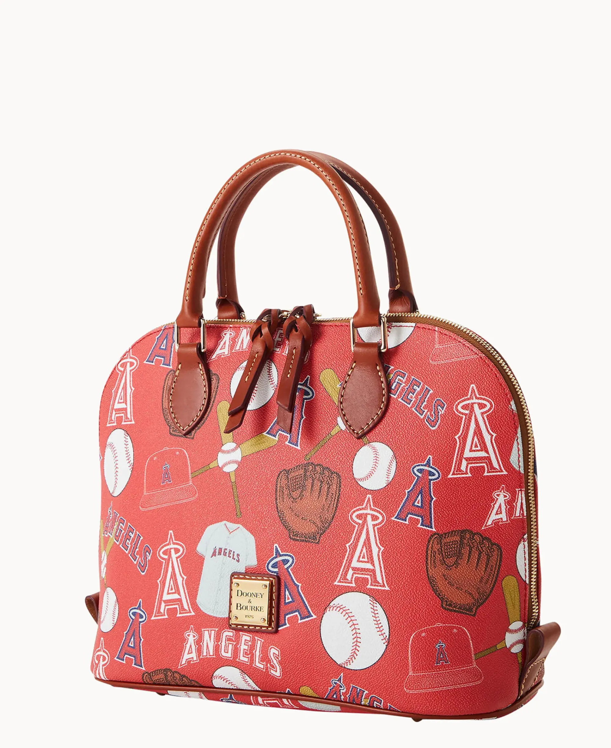 Dooney & Bourke Game Day Ready|Printed Fabric<MLB Zip Zip Satchel Angels