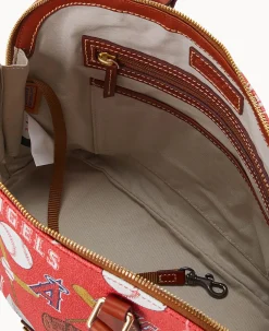 Dooney & Bourke Game Day Ready|Printed Fabric<MLB Zip Zip Satchel Angels
