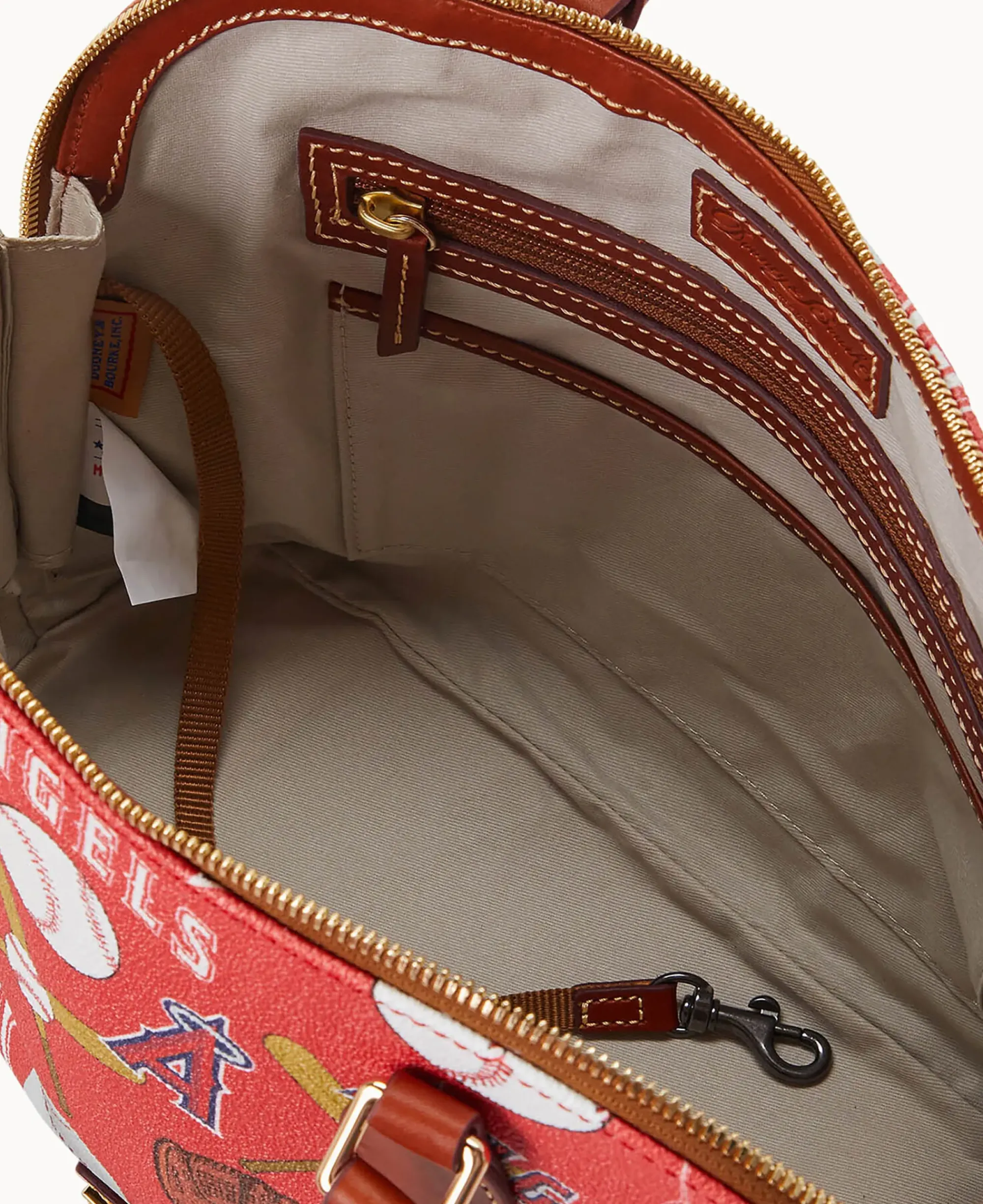 Dooney & Bourke Game Day Ready|Printed Fabric<MLB Zip Zip Satchel Angels