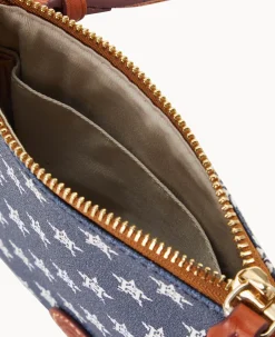 Dooney & Bourke Game Day Ready|Printed Fabric<MLB Small North South Top Zip Crossbody Astros