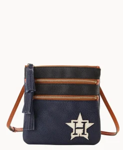 Dooney & Bourke Game Day Ready|Printed Fabric<MLB Triple Zip Crossbody Astros