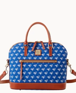 Dooney & Bourke Game Day Ready|Printed Fabric<MLB Domed Zip Satchel BLUE JAYS