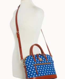 Dooney & Bourke Game Day Ready|Printed Fabric<MLB Domed Zip Satchel BLUE JAYS