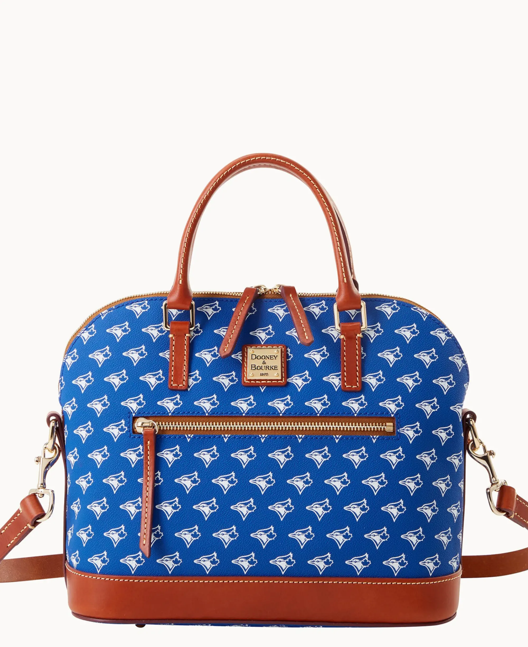 Dooney & Bourke Game Day Ready|Printed Fabric<MLB Domed Zip Satchel BLUE JAYS