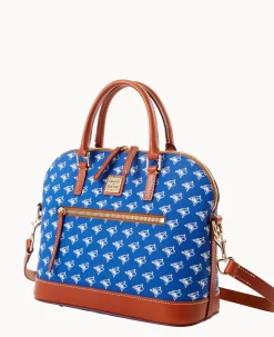 Dooney & Bourke Game Day Ready|Printed Fabric<MLB Domed Zip Satchel BLUE JAYS