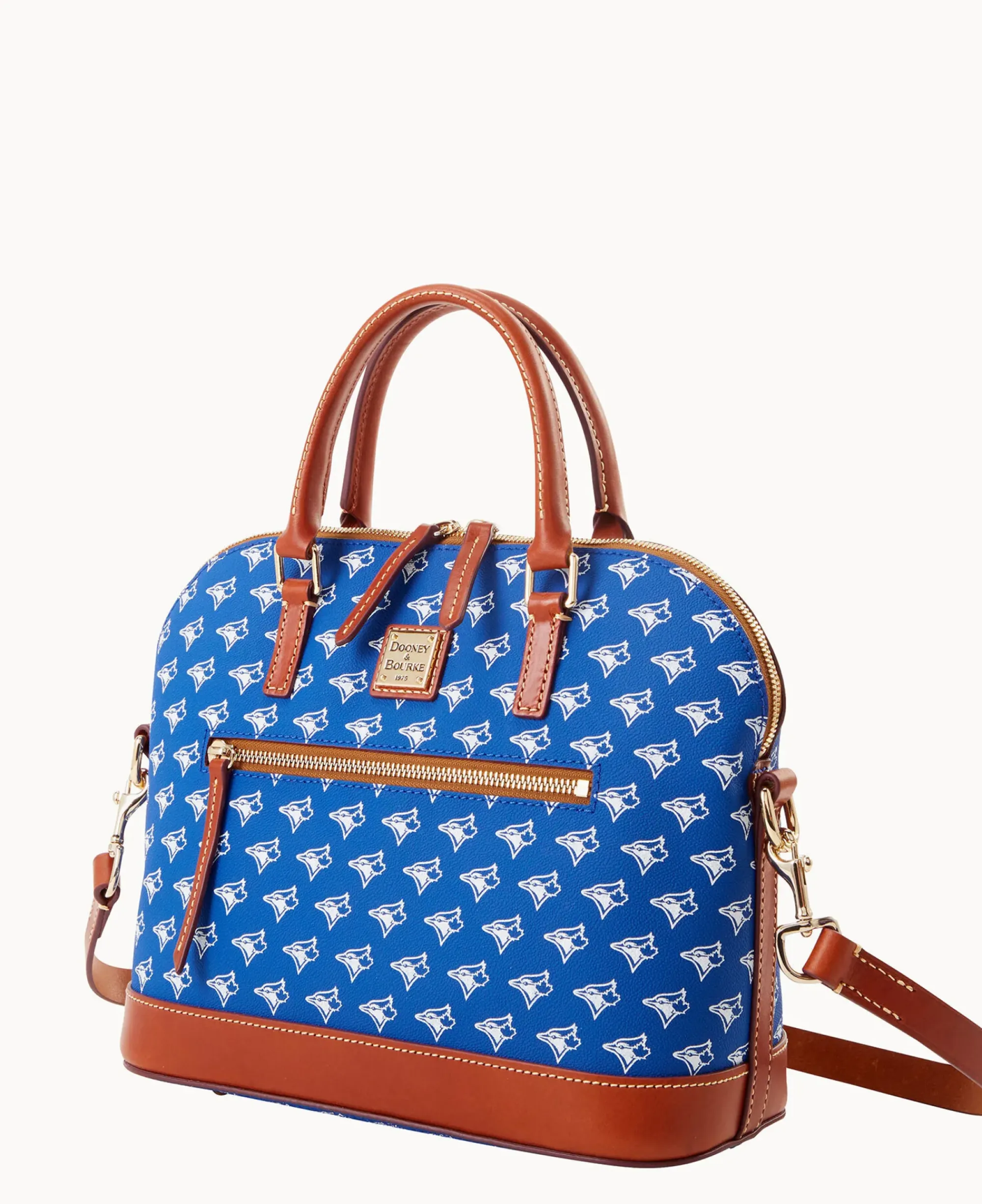 Dooney & Bourke Game Day Ready|Printed Fabric<MLB Domed Zip Satchel BLUE JAYS